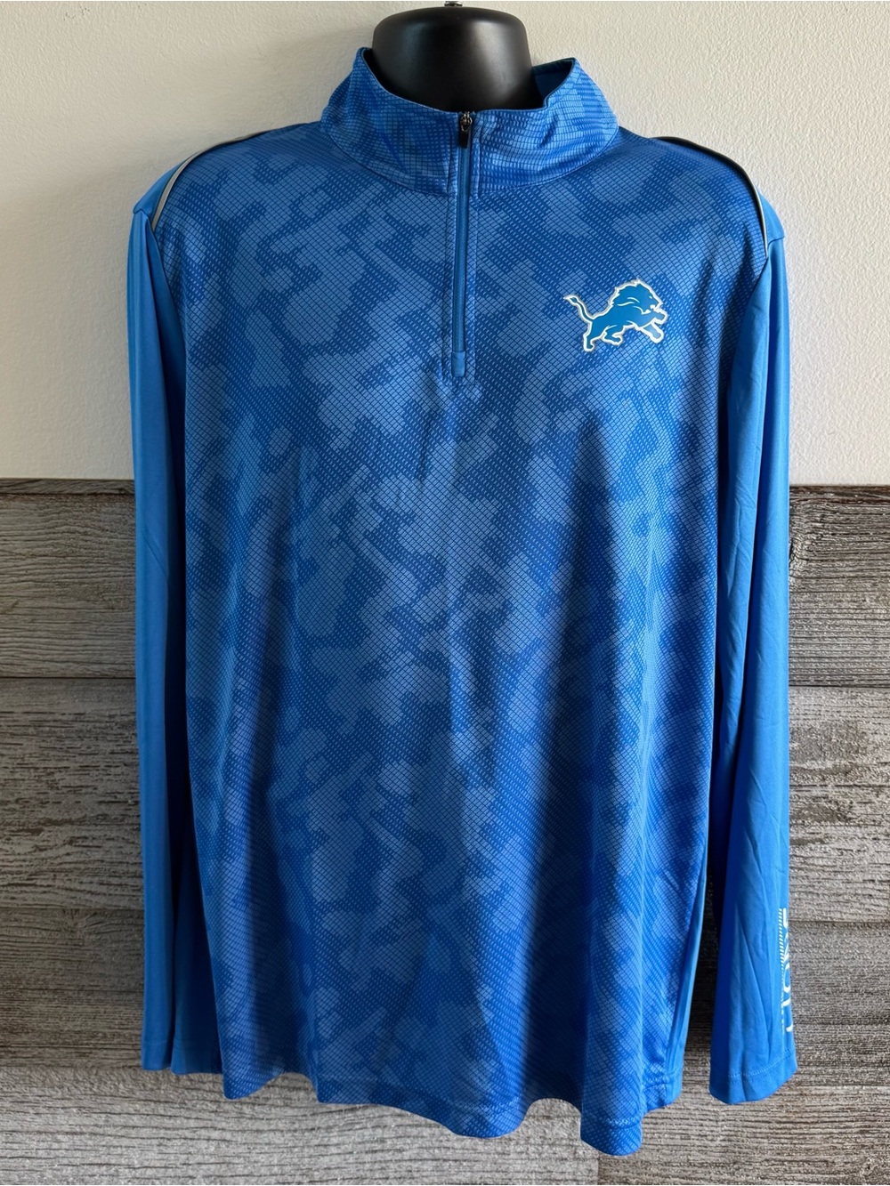 Detroit Lions NFL Team Apparel 1/4 Zip Pullover Large Performance Shirt (D1)